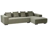 Ecksofa 4-Sitzer LUNGO mit Ottomane Cord Grün linksseitig_962284