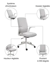 Chaise de bureau CAPTAIN Tissu Gris clair_1073365