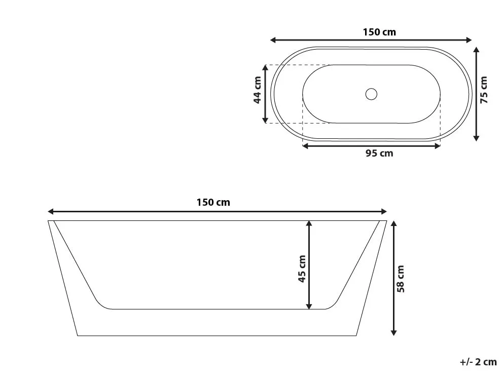 Freistehende Badewanne HAVANA 150 x 75 cm Weiß_762869