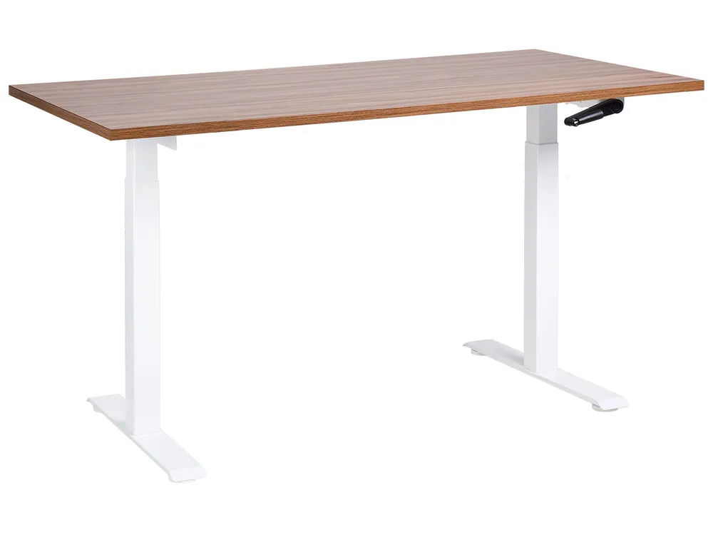 Schreibtisch manuell höhenverstellbar DESTINES 160 cm 72 cm Braun / Weiß