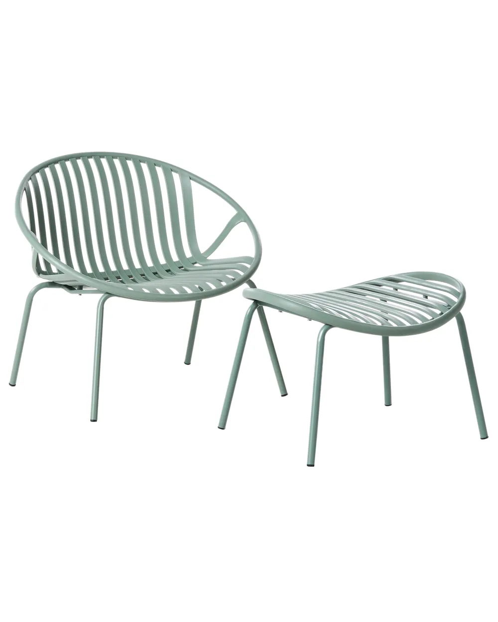 Gartenstuhl 2er Set CASPERIA mit Fußstütze Grün_1032353