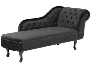Rechtsseitige Chaiselongue NIMES Samtstoff Schwarz_712529
