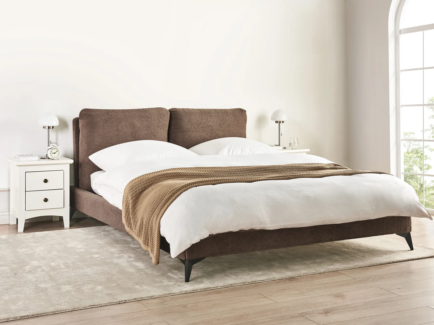 Bett mit Lattenrost Bouclé MELLE 160 x 200 cm Braun_965701