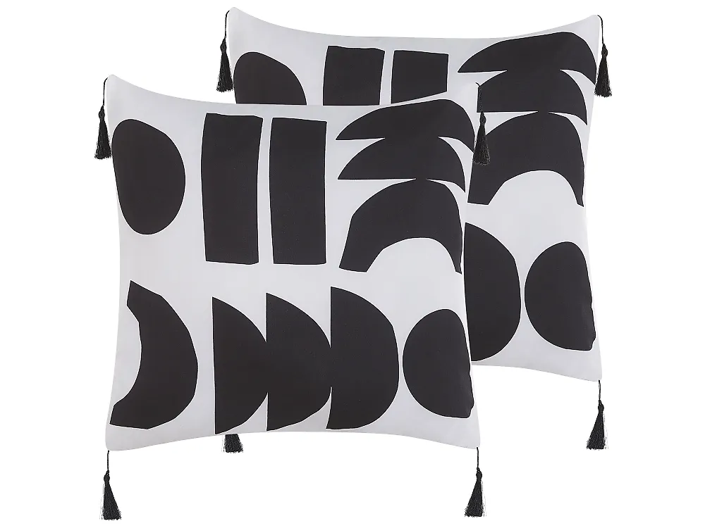 Dekokissen 2er Set LIRIOPE 45 x 45 cm Schwarz / Weiß Geometrisches Muster