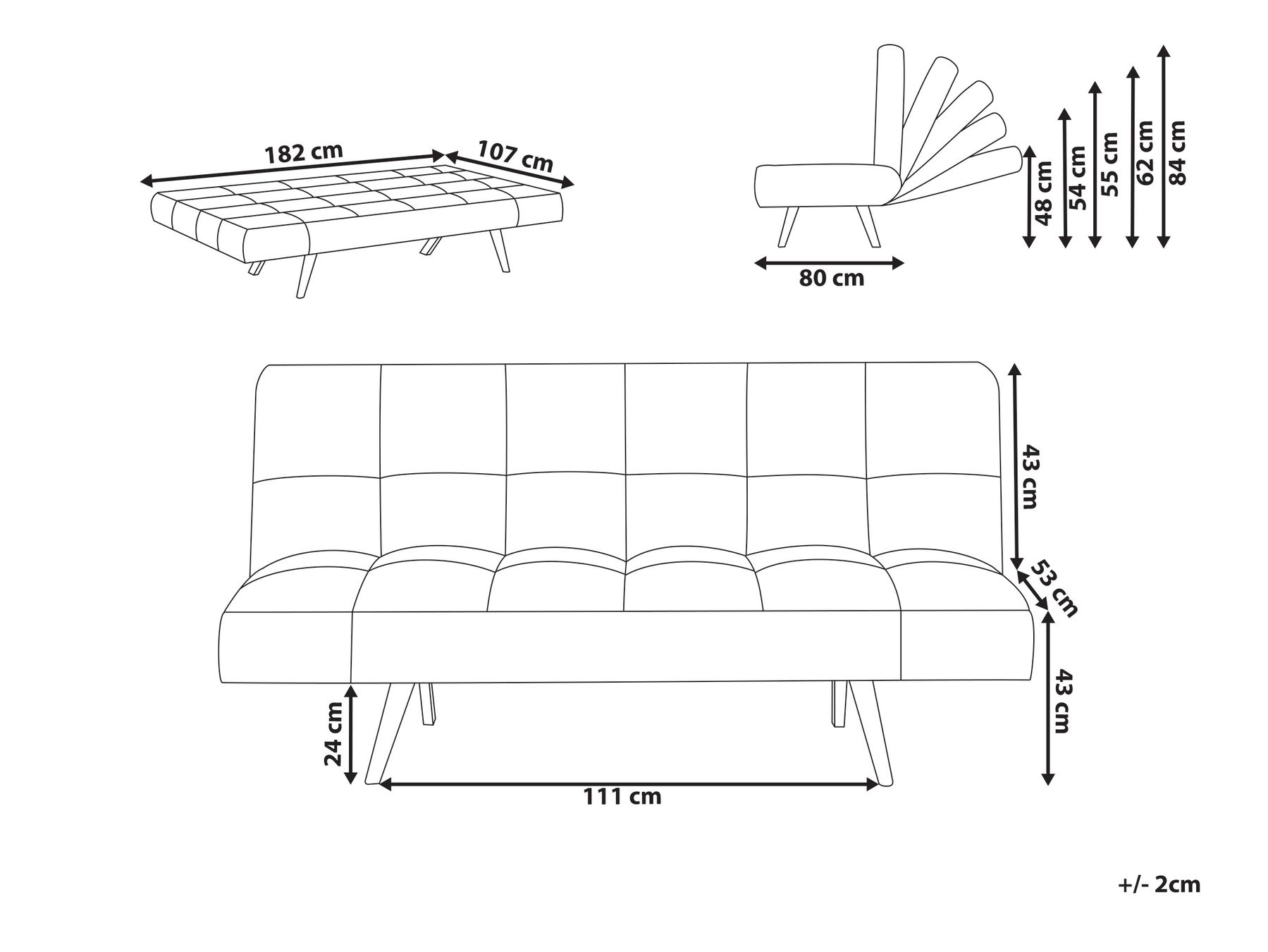 Sofa Bed 2 Seater INGARO Boucle Off-White_1068095