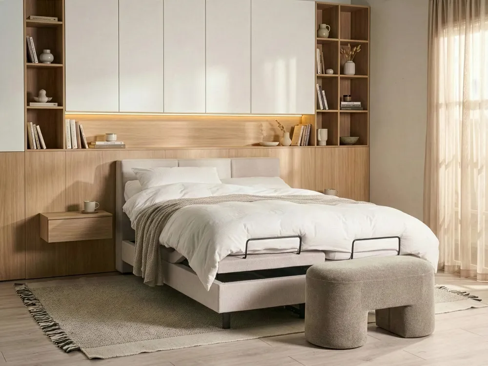 Bett verstellbar Stoff VICEROY 160 x 200 cm Hellbeige_1062011