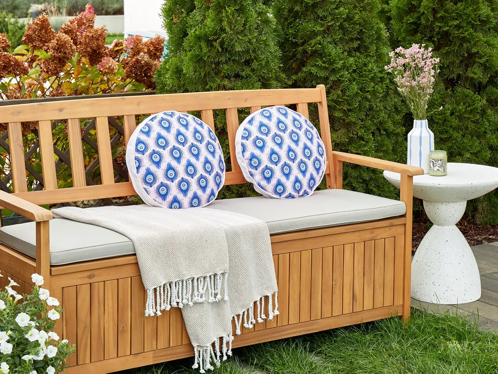 Gartenkissen 2er Set CERIANA Tiermuster 40 x 40 cm Blau_905248