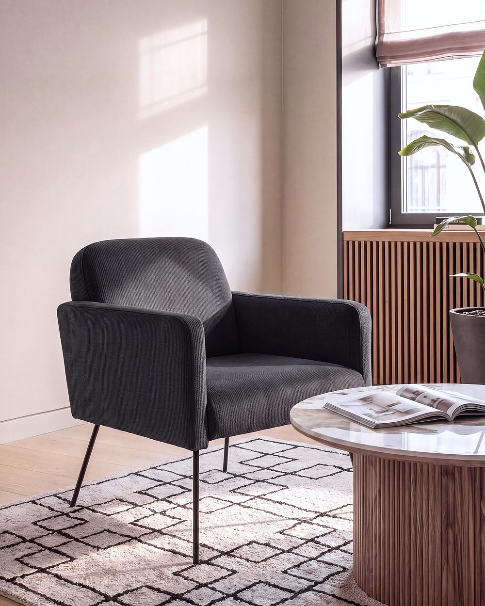 Sessel NARKEN Samtstoff Grau
