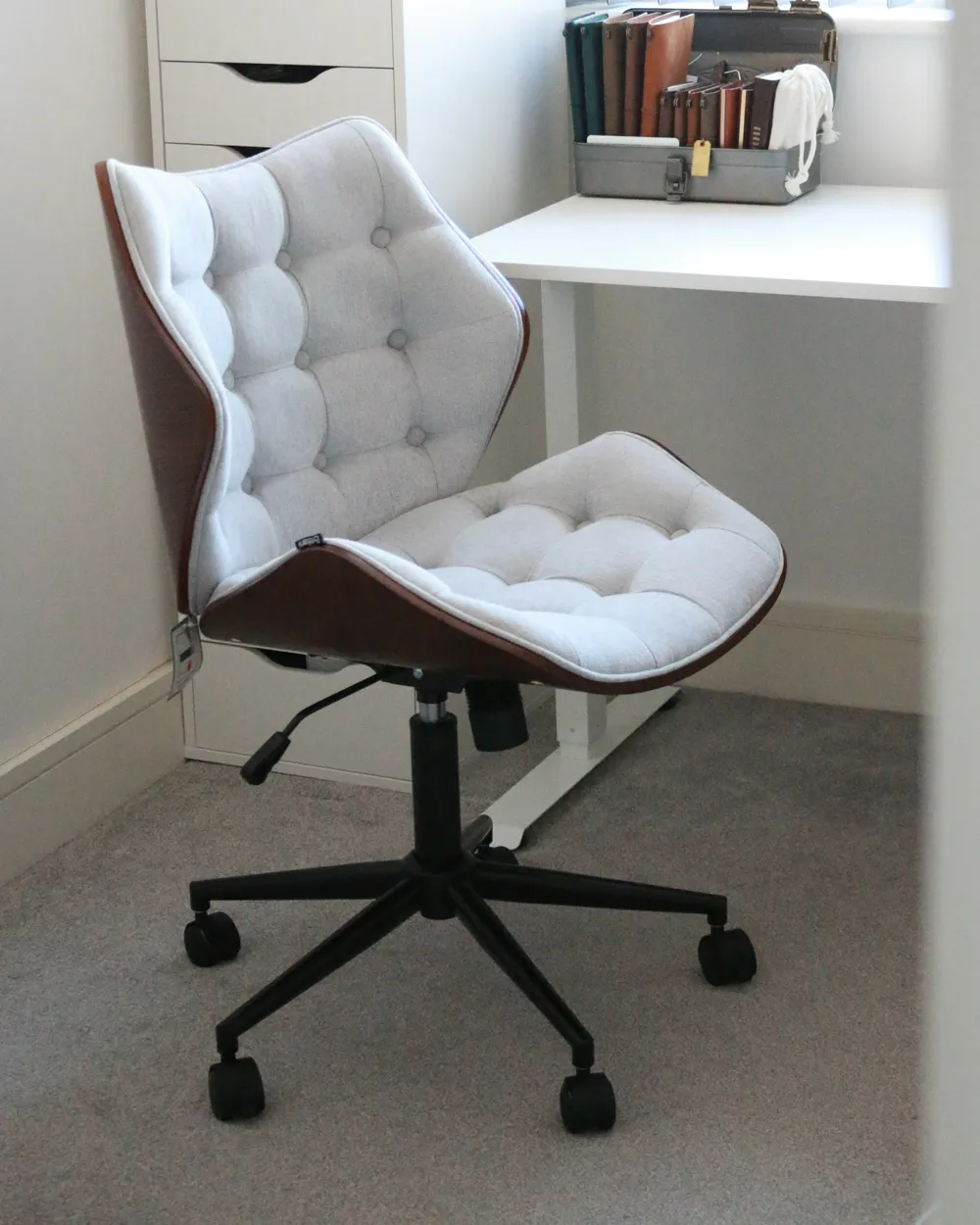 Desk Chair LOMPOC Faux Linen Grey_977837
