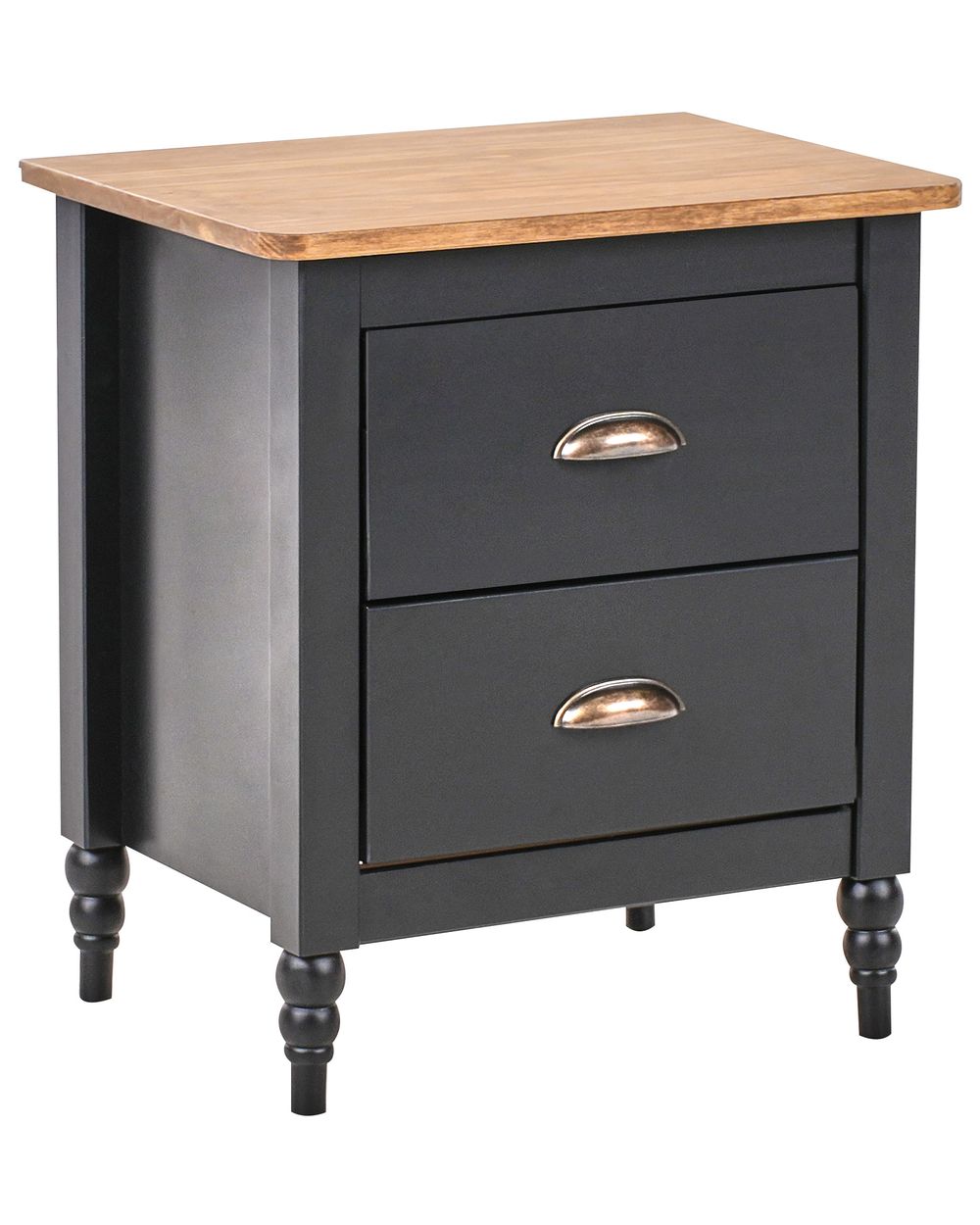 Nachttisch mit 2 Schubladen SHILLINGTON Kiefernholz Braun / Schwarz