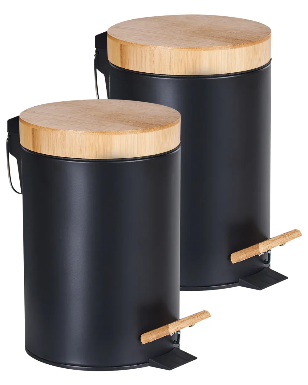 Tretmülleimer 2er Set 3 L ECOSMART Metall Schwarz
