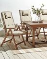 Set mit 6 Stühlen und Sitzkissen AMANTEA Akazienholz Taupe