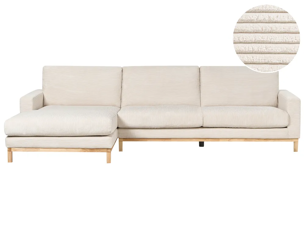 Ecksofa 4-Sitzer SIGGARD II Cord Hellbeige rechtsseitig