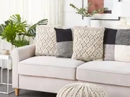 Set of 2 Decorative Cushions ESENKOY 50 x 50 cm Cotton Light Beige Geometric Pattern_768918