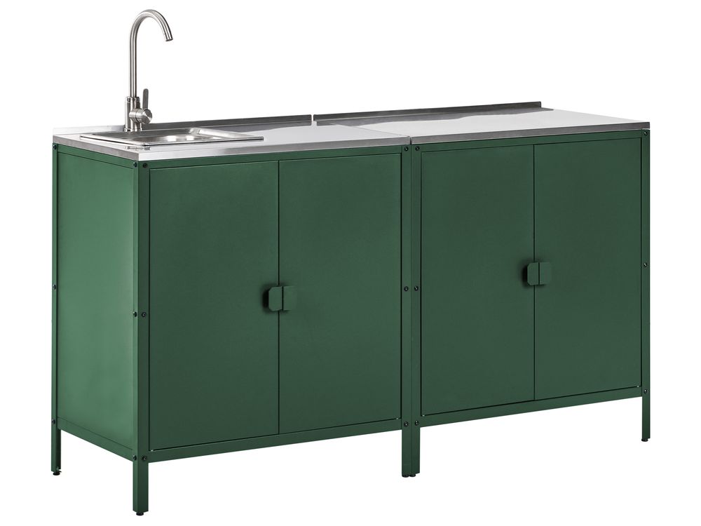 Tuin keukenset 2-delig met spoelbak VILAMA Groen Metaal
