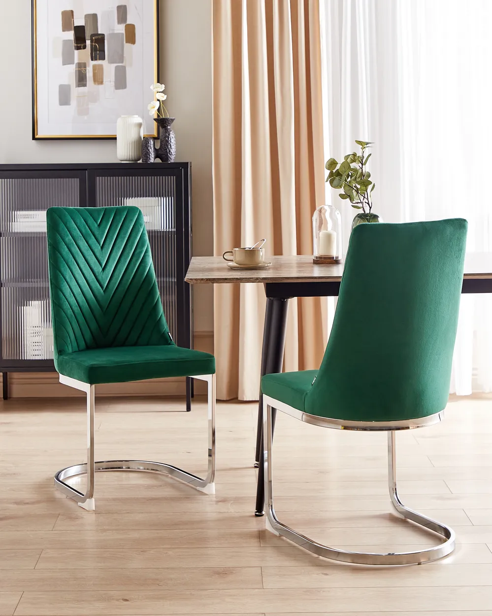 Esszimmerstuhl 2er Set ALTOONA Samtstoff Smaragdgrün