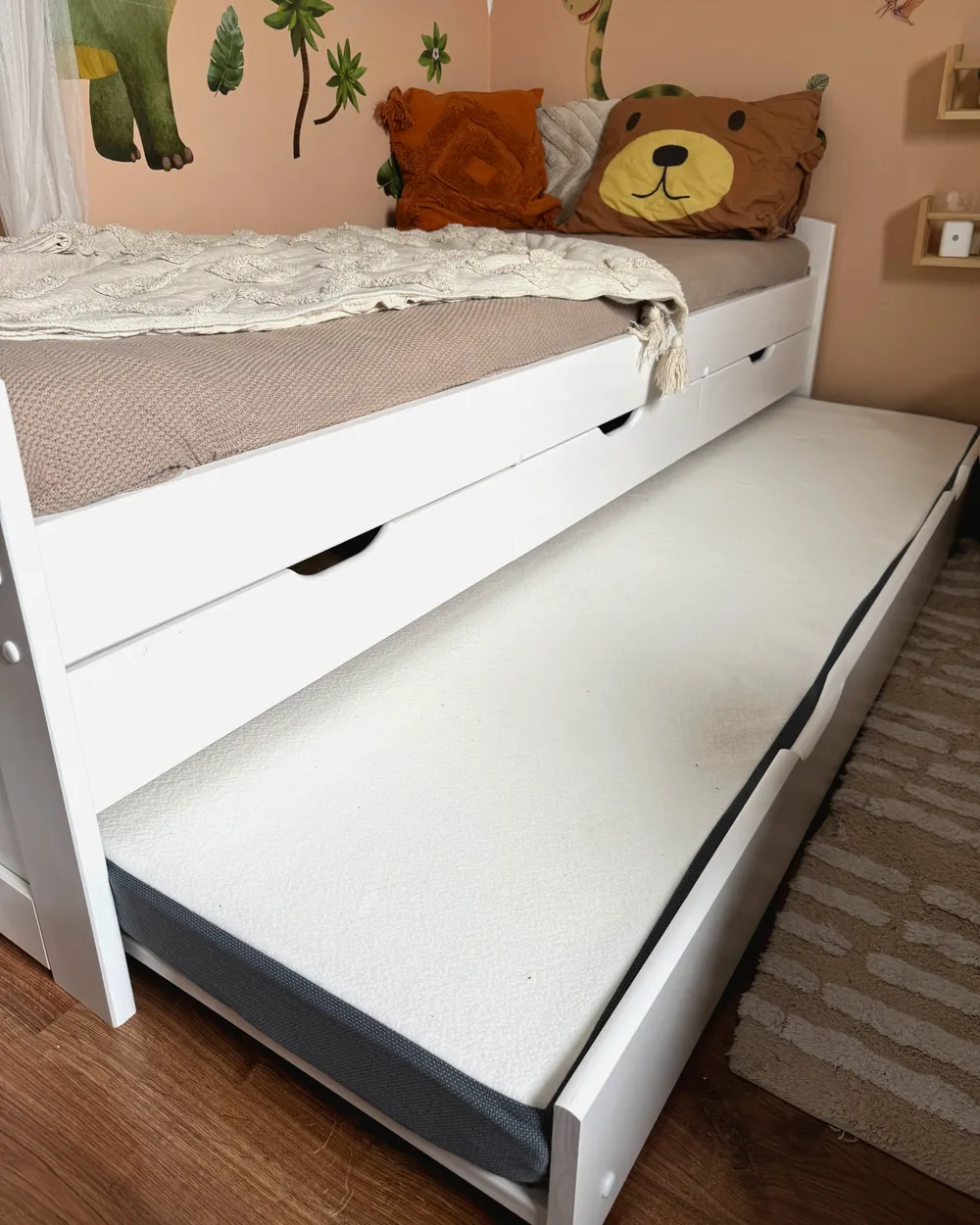 Ausziehbett Kiefernholz PETIVILLE 90 x 200 cm Weiß_991700