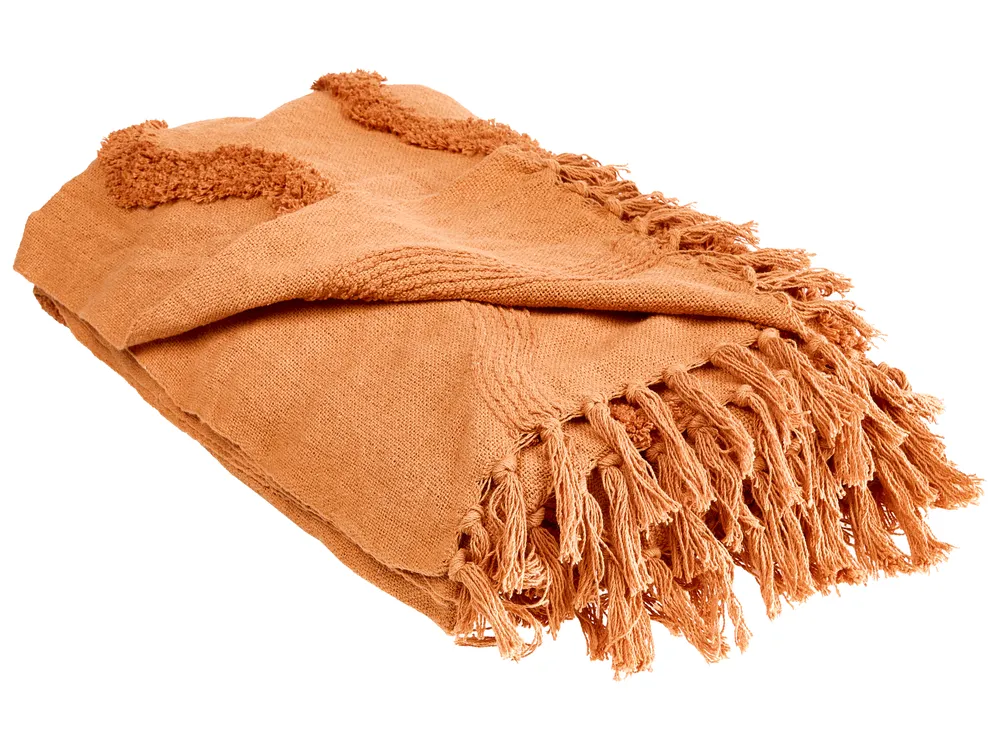 Kuscheldecke KHARI Baumwolle 200 x 200 cm Orange