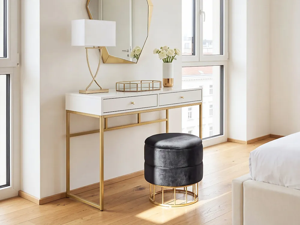 Storage Pouffe ELGIN Velvet Black