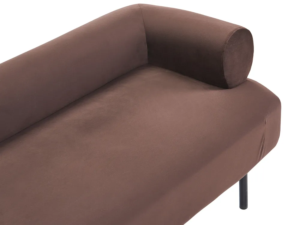 Rechtsseitige Chaiselongue MIRMANDE Samtstoff Dunkelbraun_1072654
