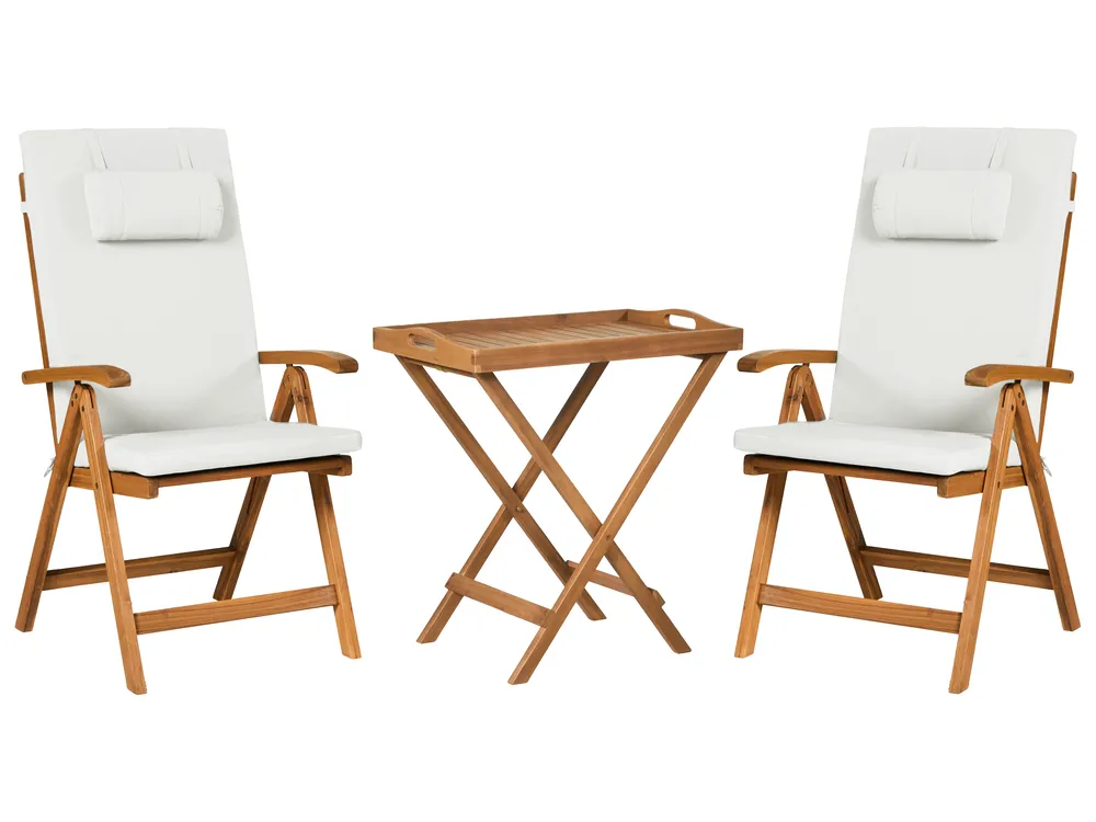 Bistro Set JAVA PREMIUIM Akazienholz Cremeweiß