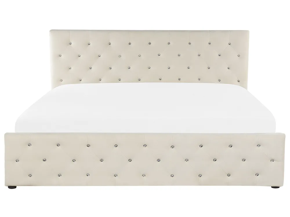 Bett mit Stauraum AMIENS Samtstoff Hellbeige 180 x 200 cm_791268