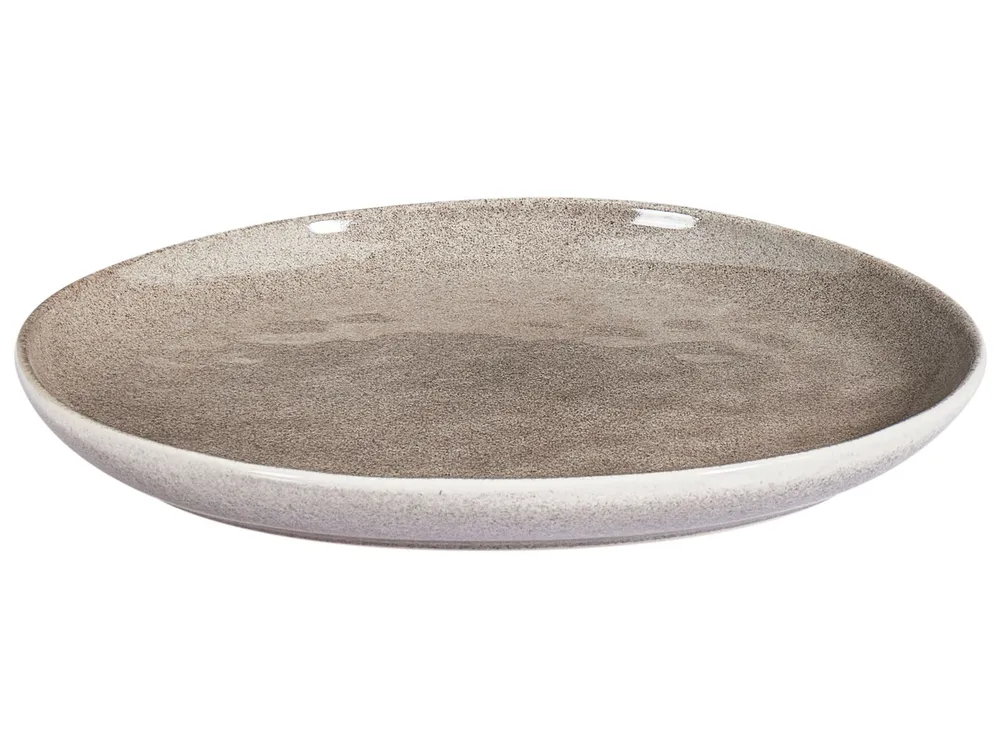 Speiseteller 4er Set COSTMARY Steinzeug Grau_957331