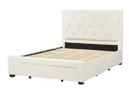 Bett mit Schubladen LIEVIN Samtstoff Hellbeige 140 x 200 cm_902395