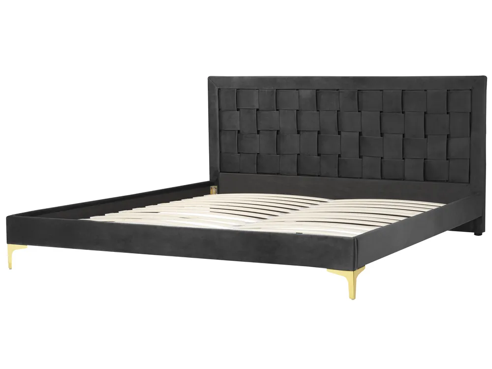 Bed Velvet LIMOUX 180 x 200 cm (EU Super King) Black_867231