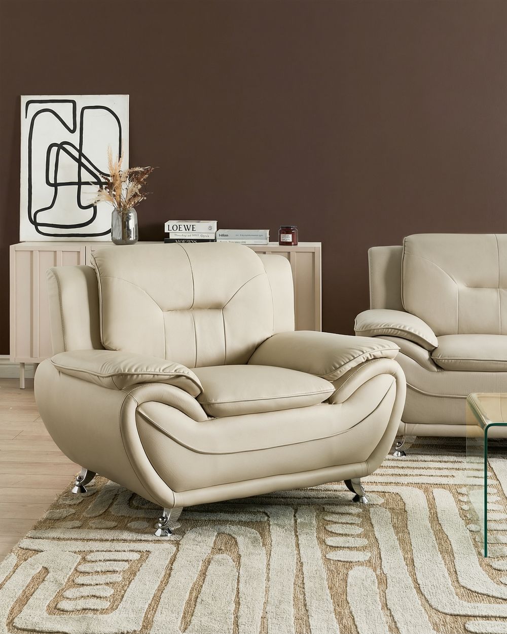Fauteuil LEIRA Cuir PU Beige