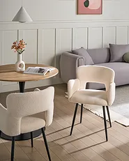 Set of 2 Dining Chairs SANILAC Boucle White_1154497