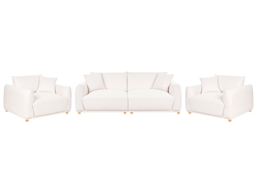 Living Room Set 5 Seater JUBEK Fabric Off-White