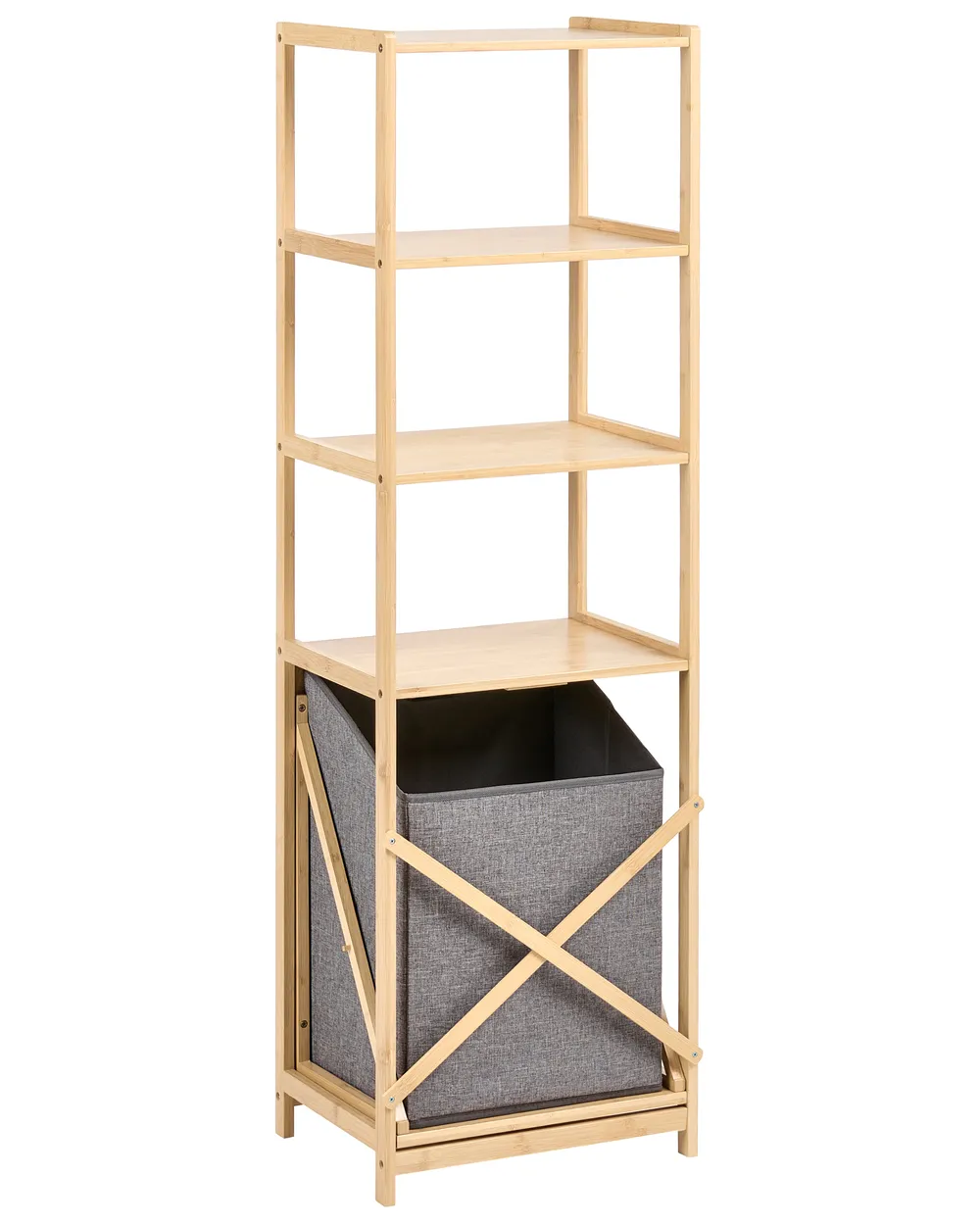 Tilt-Out Laundry Cabinet SAJAMA 40 cm with Shelves Bamboo Light Brown/ Grey_1136313