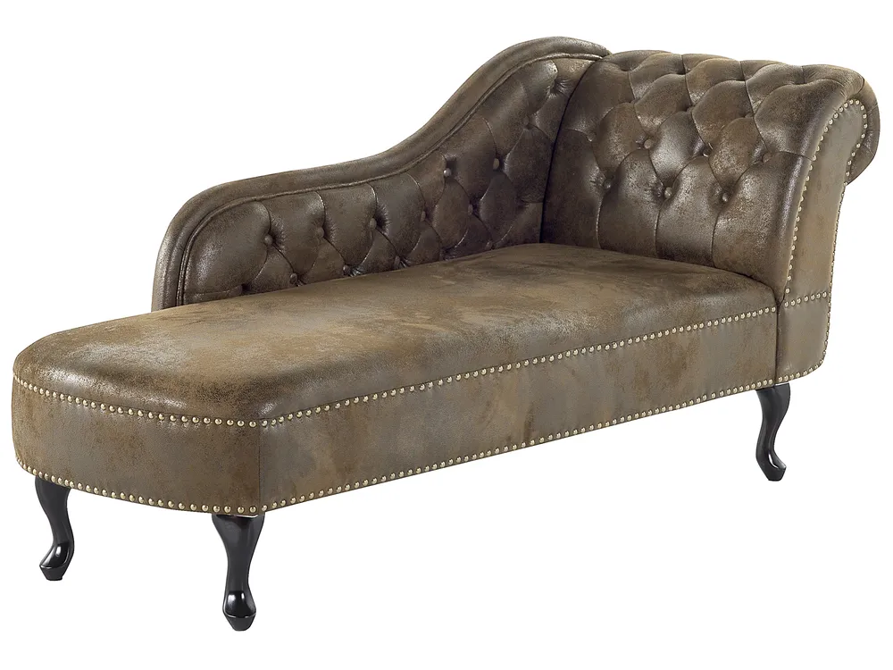 Right-Hand Chaise Longue NIMES Faux Suede Brown_697494