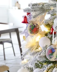 Künstlicher Weihnachtsbaum mit Schnee LED MIETTE 180 cm Weiß_842770