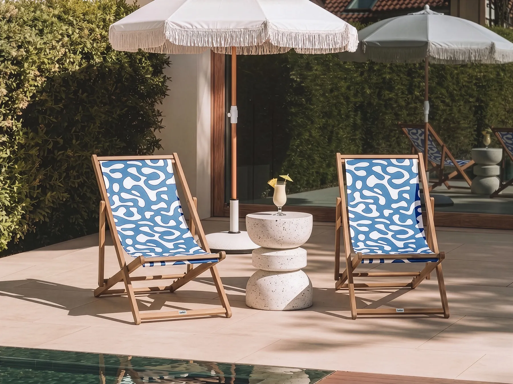 Ersatzstoff für Sonnenliege 2er Set ANZIO/AVELLINO 113 x 44 cm Blau_1073896