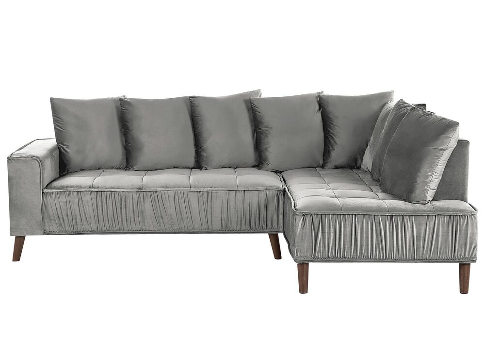 Ugaona sofa GRENA Samet svijetlosivi lijevoruki