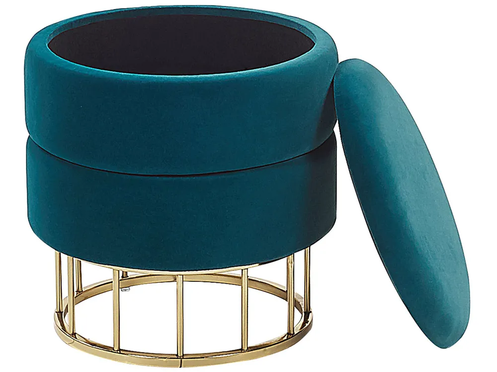 Pouf mit Stauraum ELGIN Samtstoff Blaugrün_772395