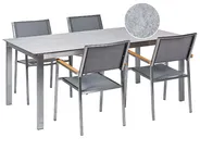 Gartenmöbel Set 4-Sitzer COSOLETO/GROSSETO Sicherheitsglas Marmor Optik Grau_881691