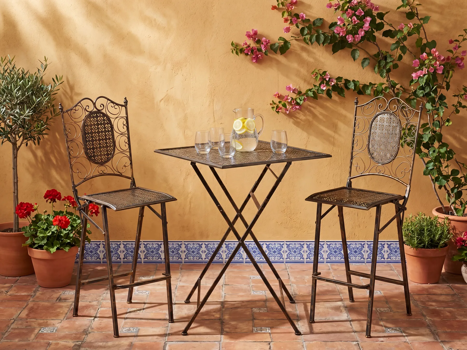 Garten Bartisch BORMIO 60 cm 60 cm Metall Schwarz_966357