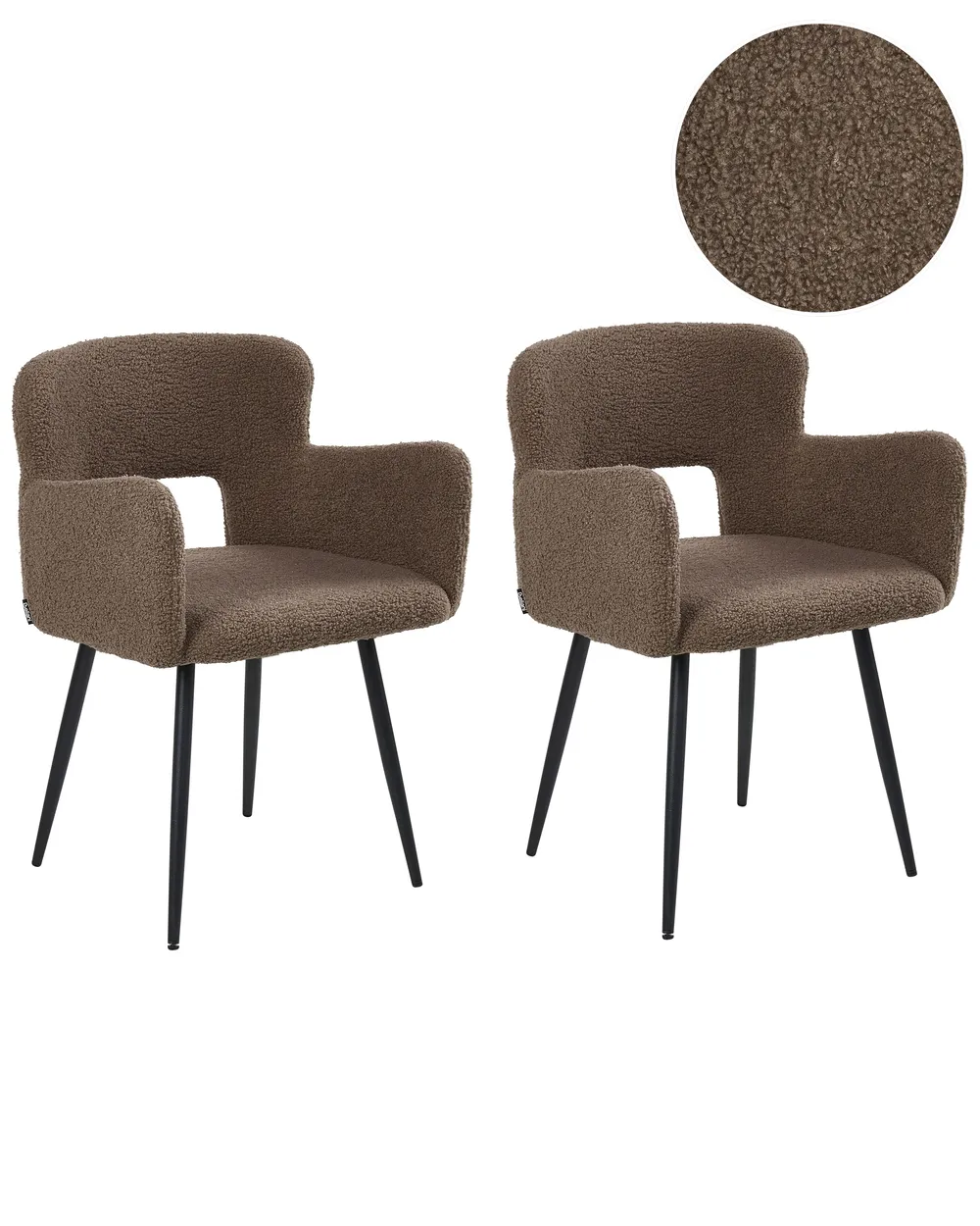 Esszimmerstuhl 2er Set SANILAC Bouclé Braun