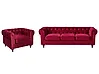 Sofa Set 4-Sitzer CHESTERFIELD Samtstoff Dunkelrot