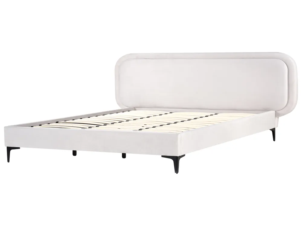 Bett mit Lattenrost Samtstoff SUZETTE 180 x 200 cm Hellgrau_989488