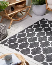 Outdoorteppich ALADANA Schwarz / Weiß 140 x 200 cm Zweiseitig_733708