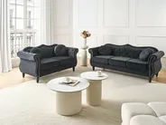 Sofa 2-Sitzer SKIEN Samtstoff Schwarz_1034080