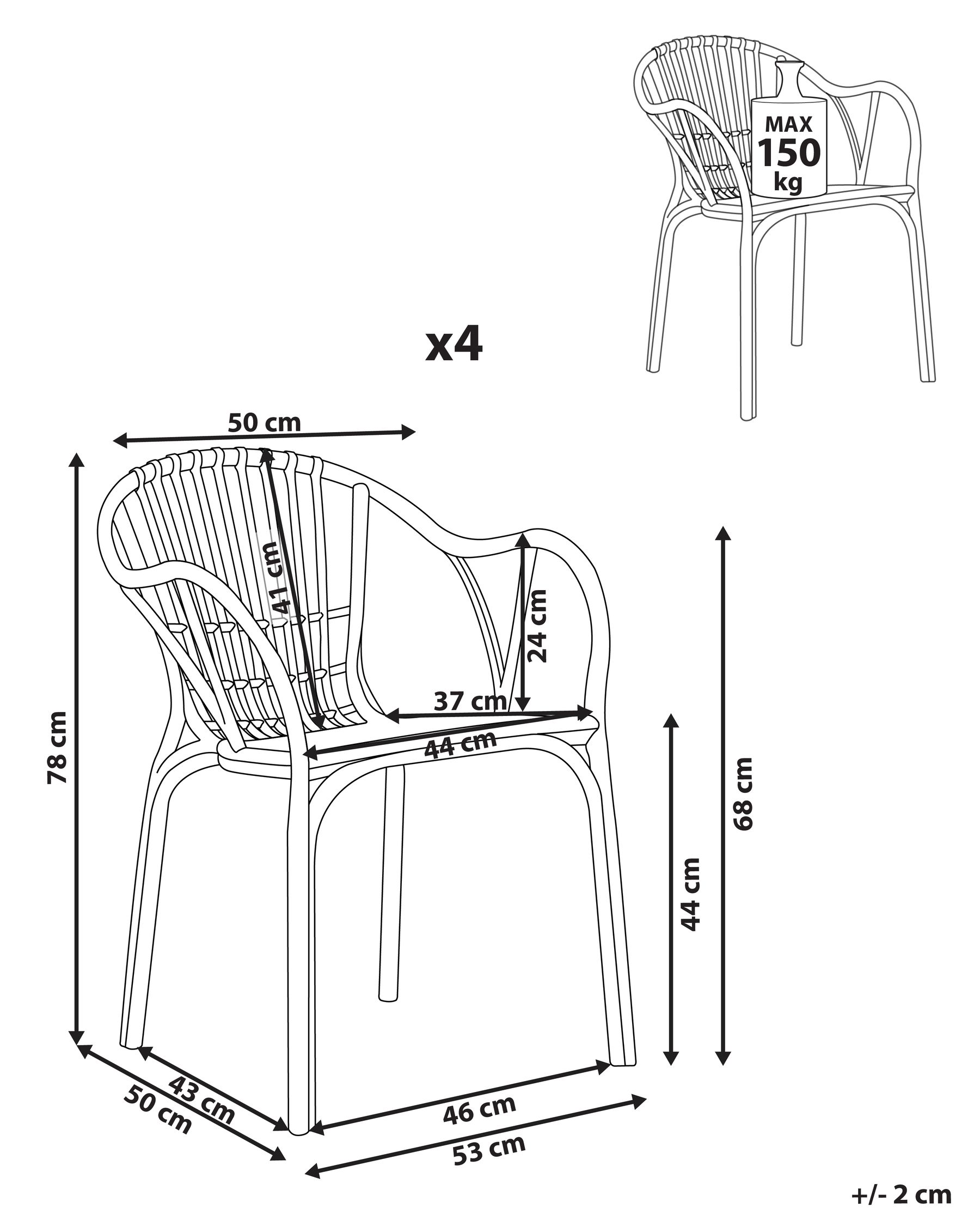 Set of 4 Garden Chairs ANDORA Beige_986622