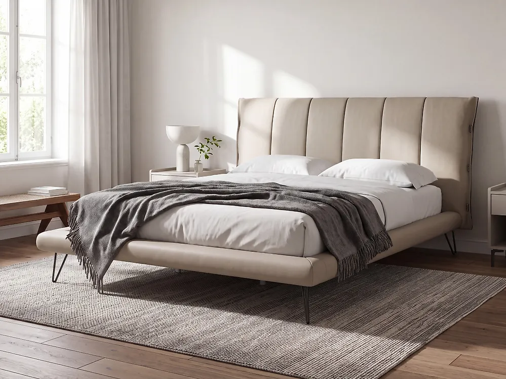 Bett mit Lattenrost Kunstleder BETIN 180 x 200 cm Dunkelbeige_1174955