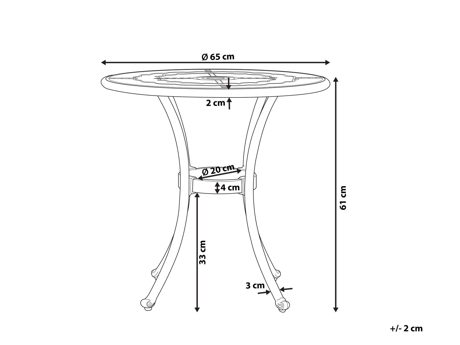 Outdoor Bistrotisch BOVINO 65 cm 65 cm Metall Dunkelbraun_797614