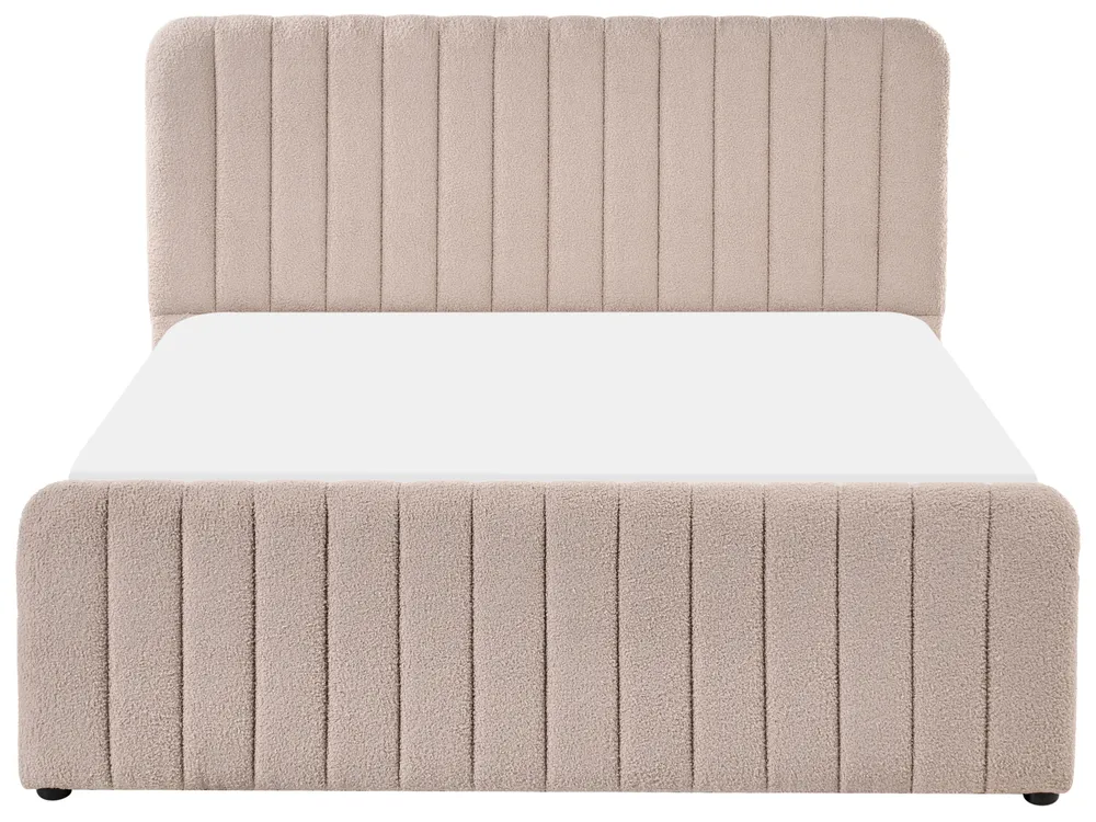 Bett mit Stauraum LUNAN Bouclé Beige 140 x 200 cm_1048431