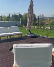 Lounge Set mit Tisch 4-Sitzer FRASCATI modular zertifiziertes Akazienholz Cremeweiß_994171
